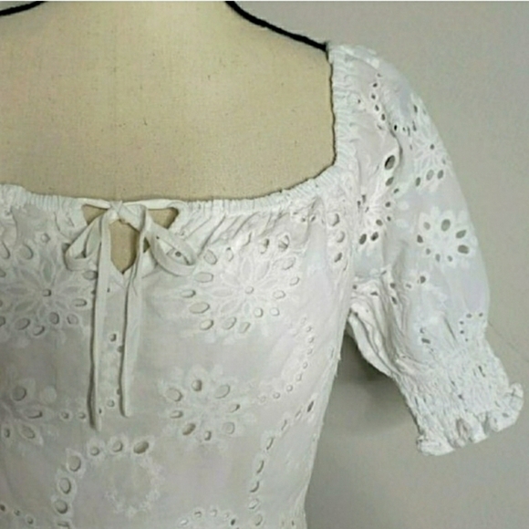 7 for All Mankind | White Eyelet Mini Dress size Medium - Picture 2 of 7